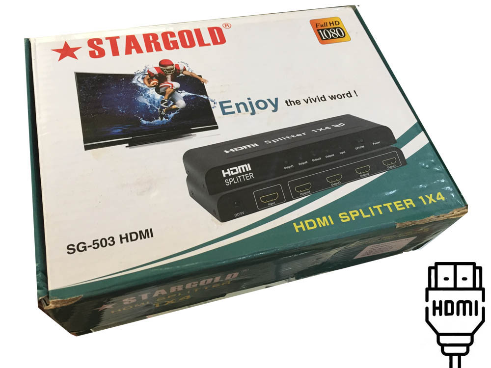 STARGOLD HDMI Splitter 1x4 SG-503 HDMI For Sale in Kampala Uganda, Electronics Shop in Uganda, Electronics Shop in Uganda, Home Entertainment, Electronics/Satellite Equipment Supplier in Uganda, The Satellite Shop Uganda, Ugabox