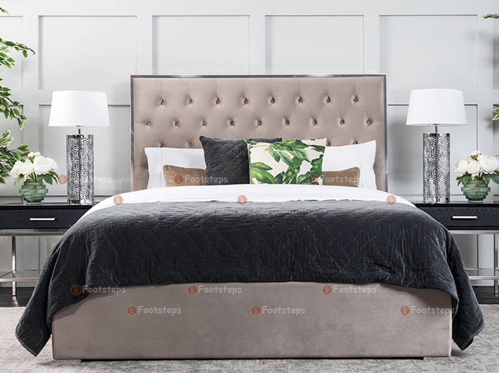 Grey Upholstered Bed for Sale in Kampala Uganda, Bedroom Furniture, Hotel Furniture, Home Furniture, Office Furniture  in Uganda, Home Furniture Shop in Kampala Uganda. Footsteps Furniture Company Uganda, Ugabox