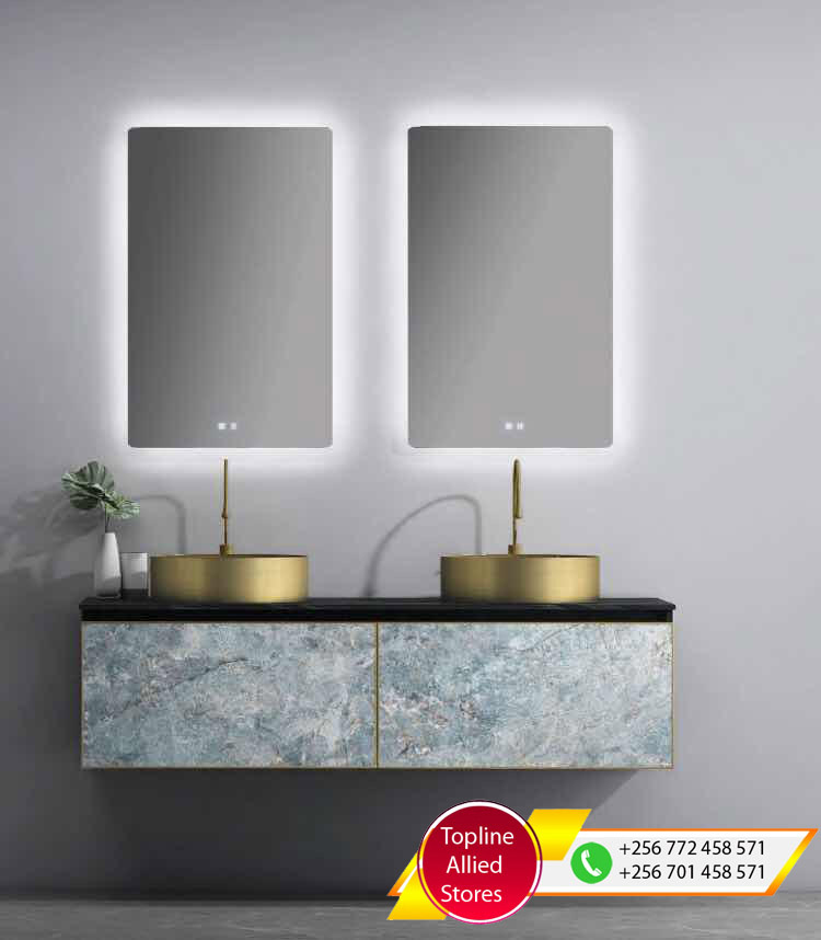 Vanity Cabinet for sale in Uganda, Modern Toilet And Bathroom Fittings and Accessories in Uganda, Topline Allied Stores Uganda Services: Toilets, Kitchen Sinks, Wash Basins, Sanitary Ware And Fittings. We stock the following products: Tiles, Bathtubs, Mirrors, Toilet Seats, Button Flush Toilets, Urinals, Wash Basins, Kitchen Taps, Kitchen Sinks, Shower Systems, Bidets and lots more Sanitary products. Our Hardware Shop is located in Nakasero below Nakasero Market, Kampala Uganda, Ugabox
