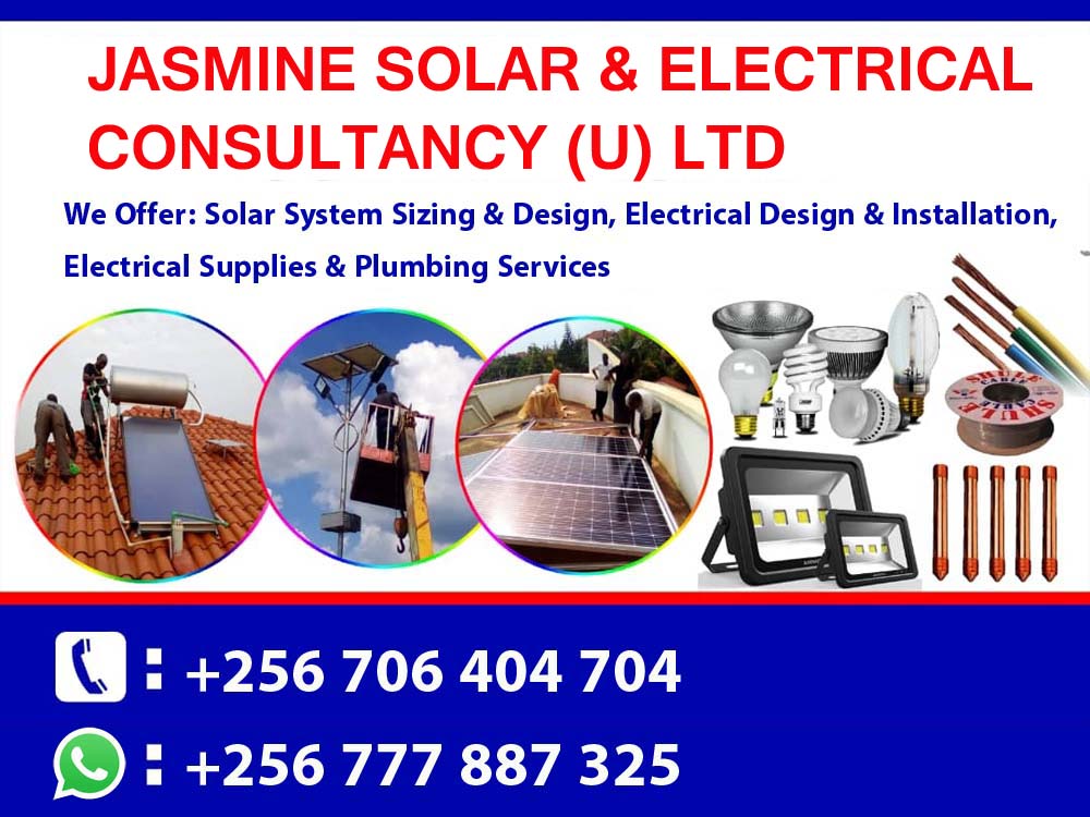 Jasmine Solar And Electrical Consultancy Uganda Ltd. We Offer: Solar System Sizing & Design, Electrical Design & Installation, Electrical Supplies & Plumbing Services in Kampala Uganda, Ugabox
