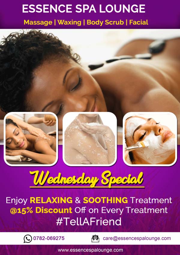 Essence Spa Lounge Ntinda, Kampala Uganda For: Massage, Body Scrub, Body Masking, Facials & Skin Treatment, Waxing, Steam Bath, Manicure & Pedicure, Fragrances & Perfumes. Ugabox.com