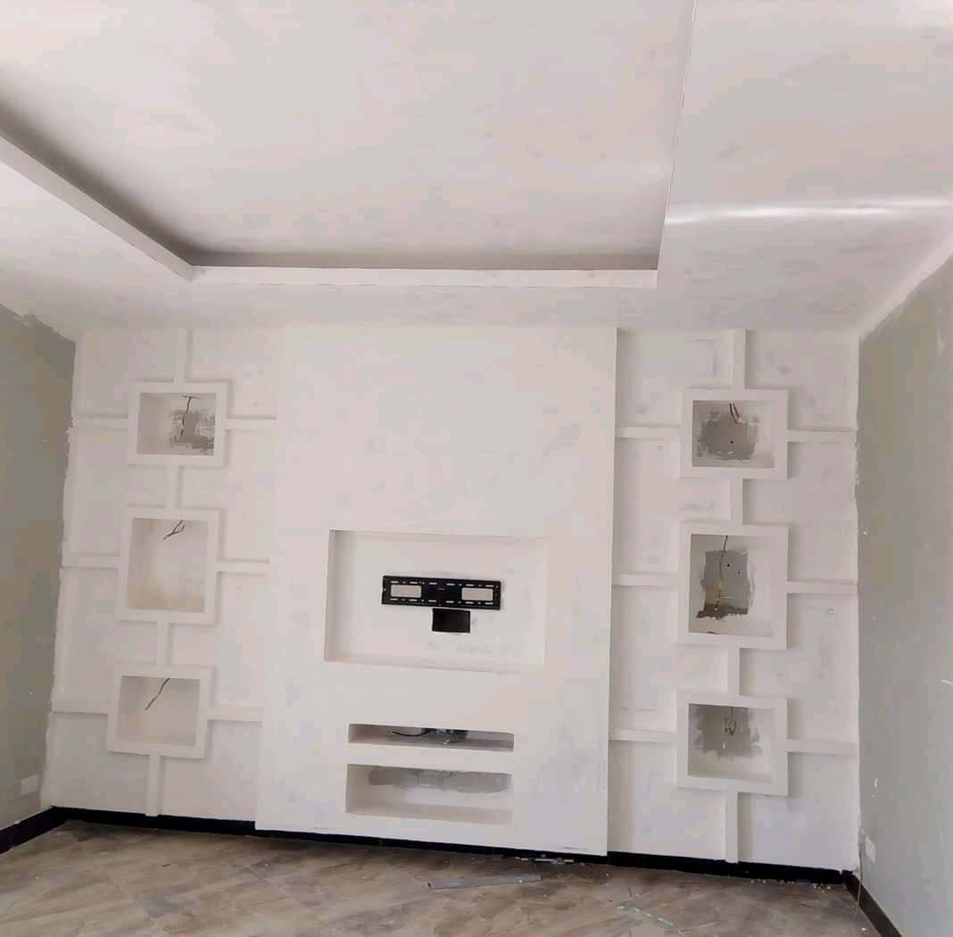 Gypsum TV Wall Unit Decoration Design in Kampala Uganda, TV Wall Units Maker, Gypsum Board Services, Hometec Interiors Ltd. Interior Design Company in Uganda, Ugabox