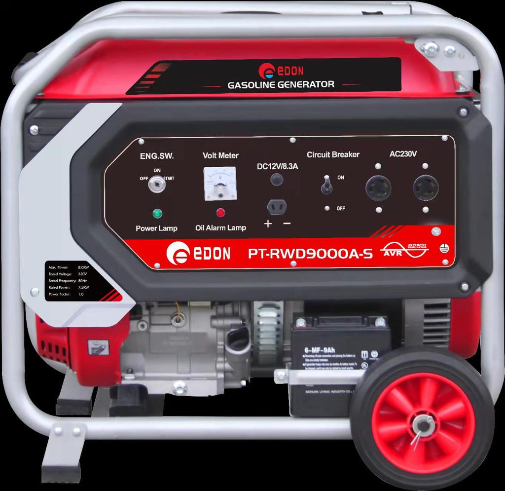 Generator Price Uganda. UGX: 2,800,000. 8KVA Edon Petrol Generator, AVR System 8000 Watts, Self Ignition Start System And Recoil Start 100% Copper Wiring, Oil Sensor, Generator Ideal For Audio Music Systems, Schools, Churches And Outdoor Power Supply for Sale in Kampala Uganda. Farm/Agricultural Power/Electricity Generating Equipment Uganda. Machine World Uganda For Generators and Agro Equipment. Importer, Supplier, Distributor, Assembler and Installer of Domestic and Industrial Generators, Agro/Agricultural Machinery in Kampala-Uganda, East Africa: Kigali-Rwanda, Juba-South Sudan, DRC-Congo. Power Generating Machinery, Ugabox Marketing Platform Uganda | Ugabox.com