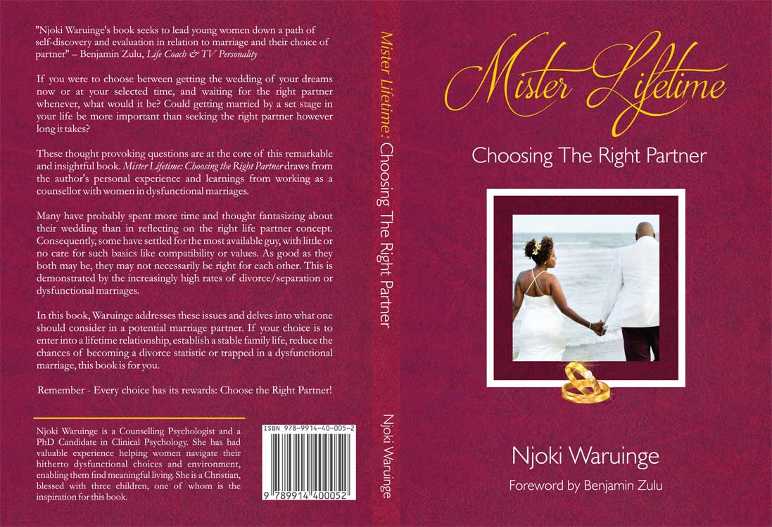 Book Title: Mister Lifetime: Choosing The Right Partner, Book Availabe For Delivery in Kenya And Uganda, Price: USD 9.9, Authored by Njoki Waruinge, Available To Buy Online And Book Shops in Nairobi Kenya And Online in Kampala Uganda, East Africa, Ugabox