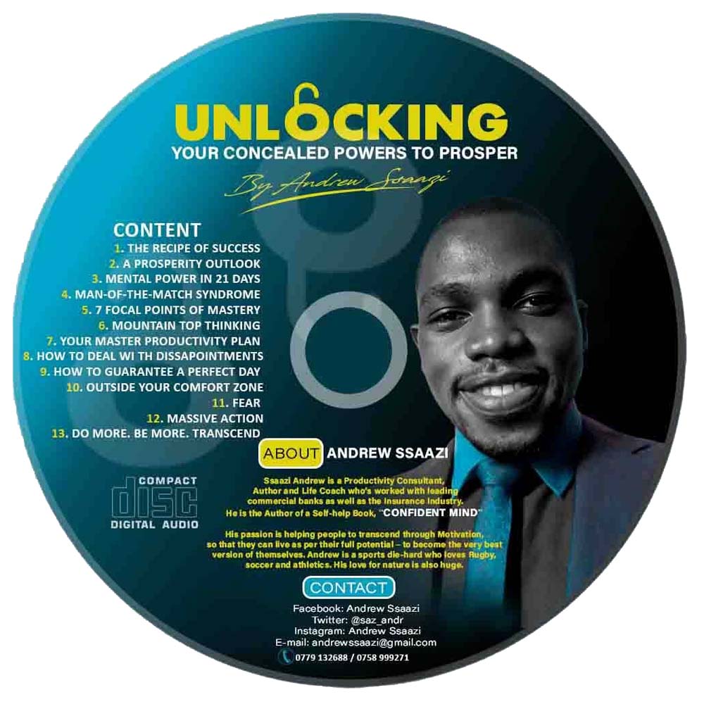 Unlocking Your Concealed Powers to Prosper Motivational Audio CD/Book, Price: UGX 15,000, by Andrew Ssaazi, Available to buy online and book shops in Kampala Uganda, Ugabox