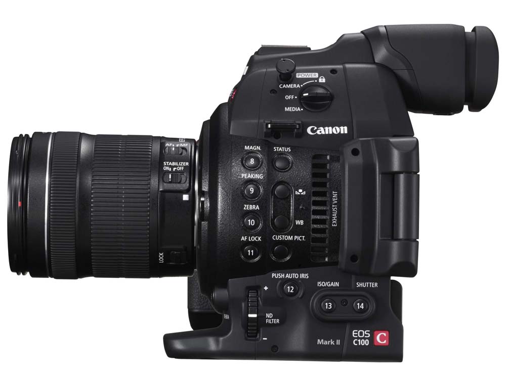 Canon EOS C100 Mark II Cinematography Camera for Sale in Uganda. Canon EOS C100 Mark II Super 35mm Digital Cinematography Camcorder installed with Dual Pixel CMOS AF (built in auto focus) with EF 24-105 mm Lens. Professional Photography, Film, Video, Cameras & Equipment Shop in Kampala Uganda, Ugabox